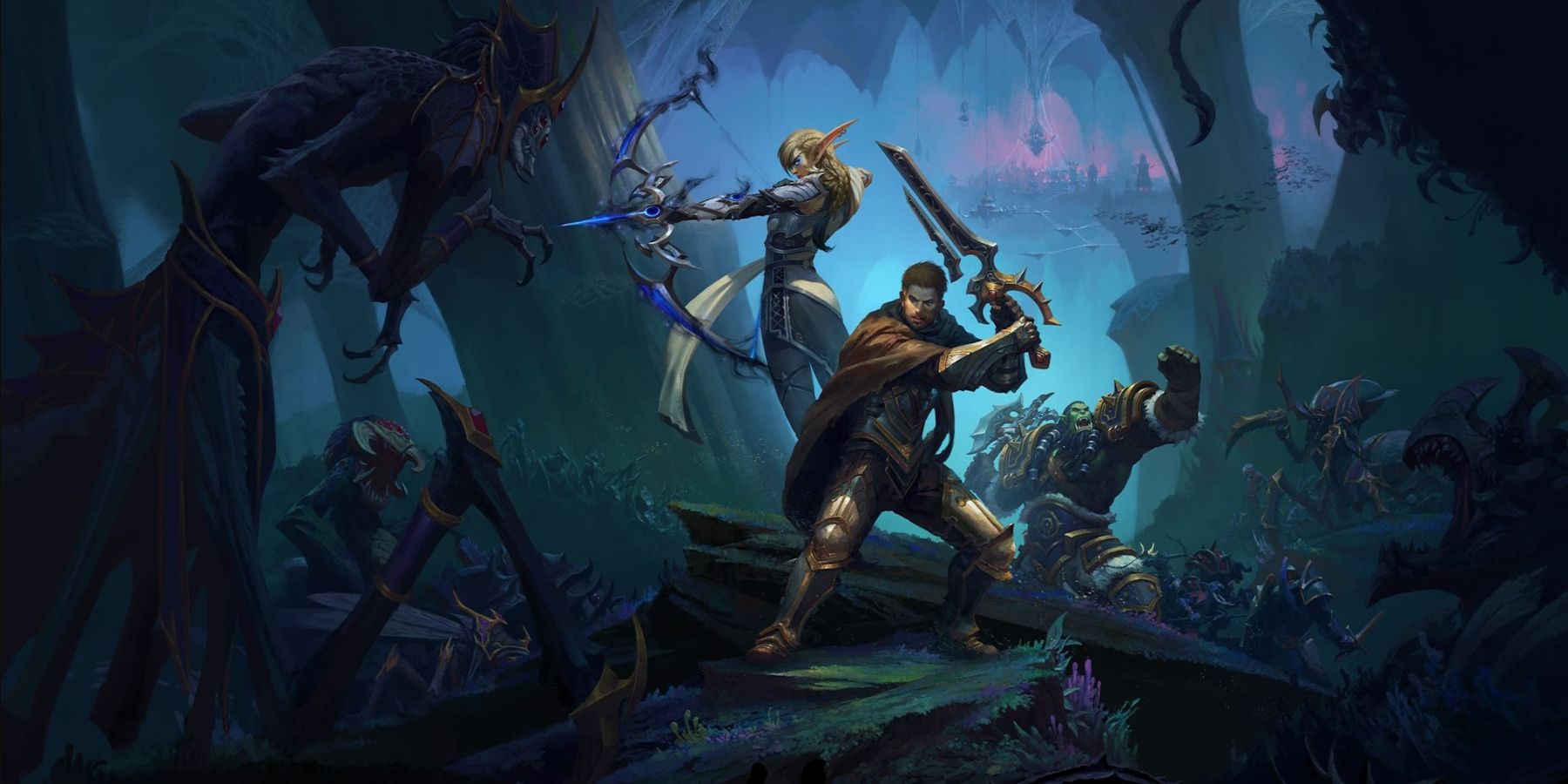 WoW: The War Within Expansion key artwork featuring Anduin, Thrall, and Alleria