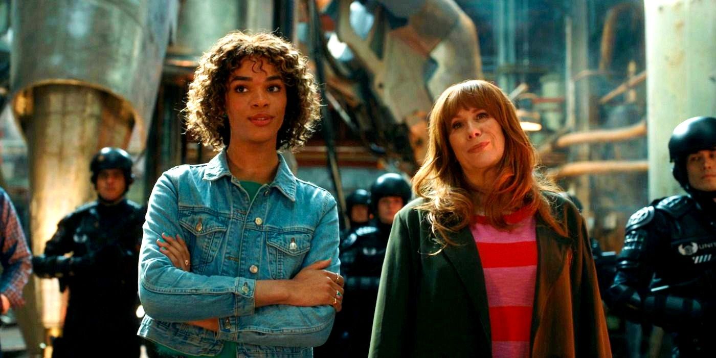 Yasmin Finney as Rose and Catherine Tate as Donna in Doctor Who The Star Beast