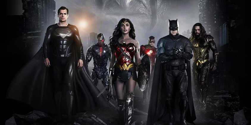 Poster for Zack Snyder's Justice League with the team's main characters.