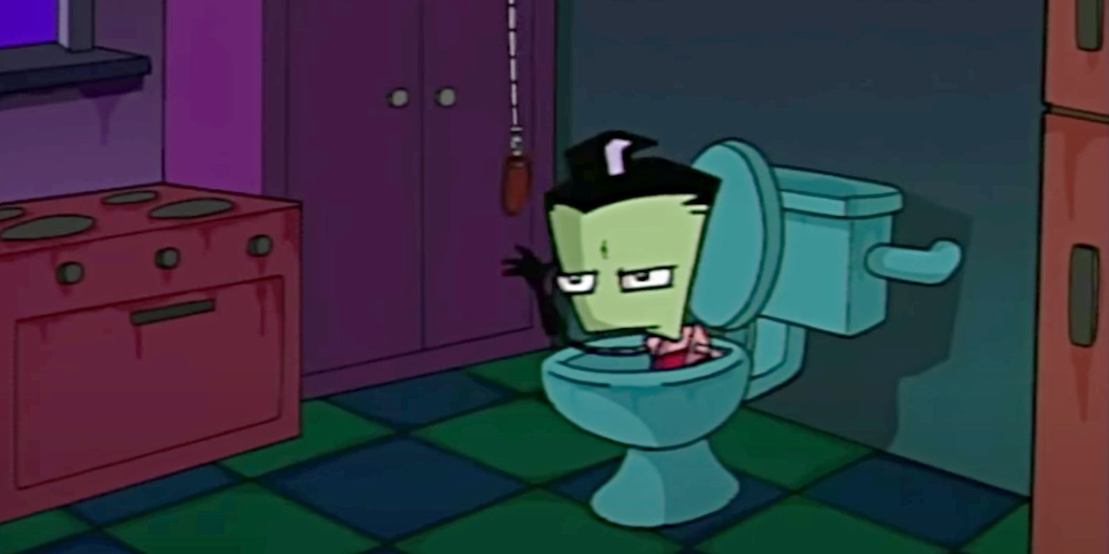 Zim flushing himself in Invader Zim