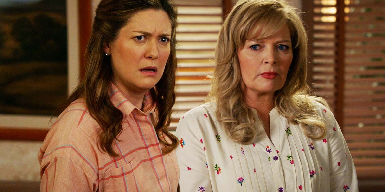 Zoe Perry as Mary Cooper and Melissa Peterman as Brenda Sparks in Young Sheldon season 6