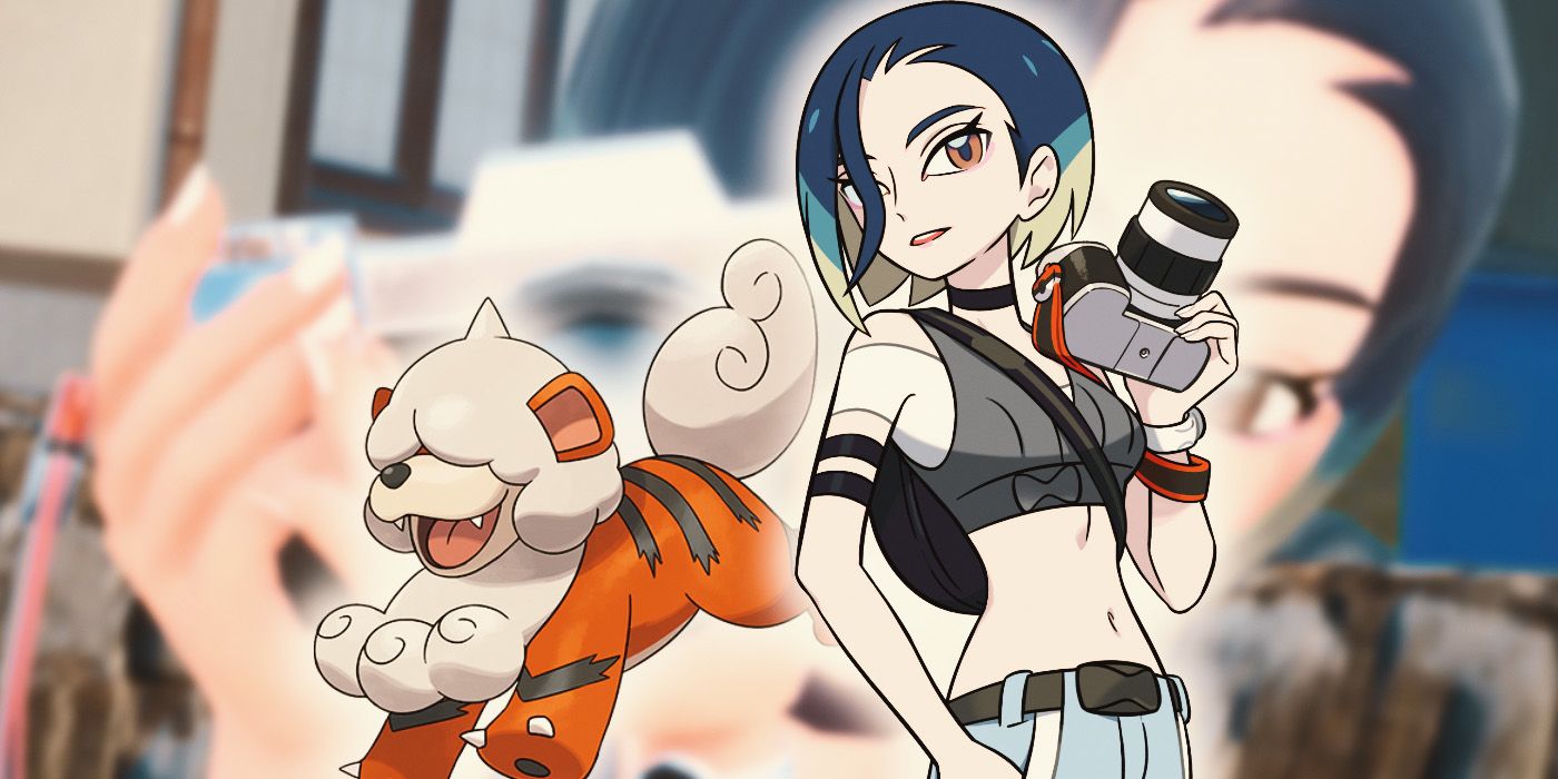 Perrin and her Hisuian Growlithe in the Indigo Disk DLC.