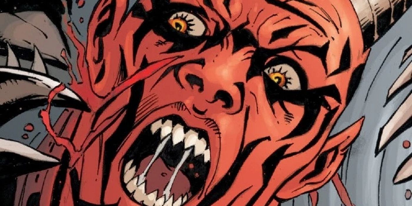 Star Wars: Legacy&rsquo;s Darth Reave getting bitten by Sithspawn.