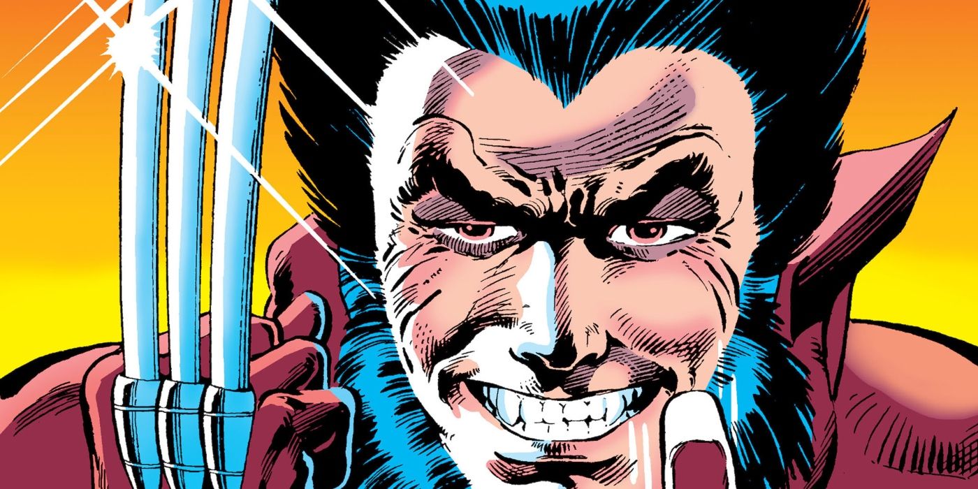 Wolverine sorrindo e brandindo suas garras, acenando para que os inimigos venham até ele.