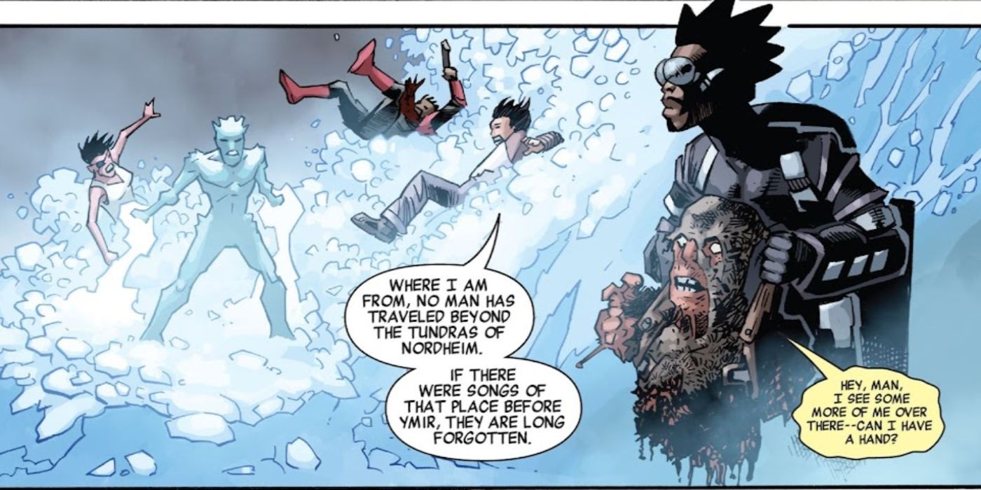 Deadpool&rsquo;s charred body being saved by the Savage Avengers.