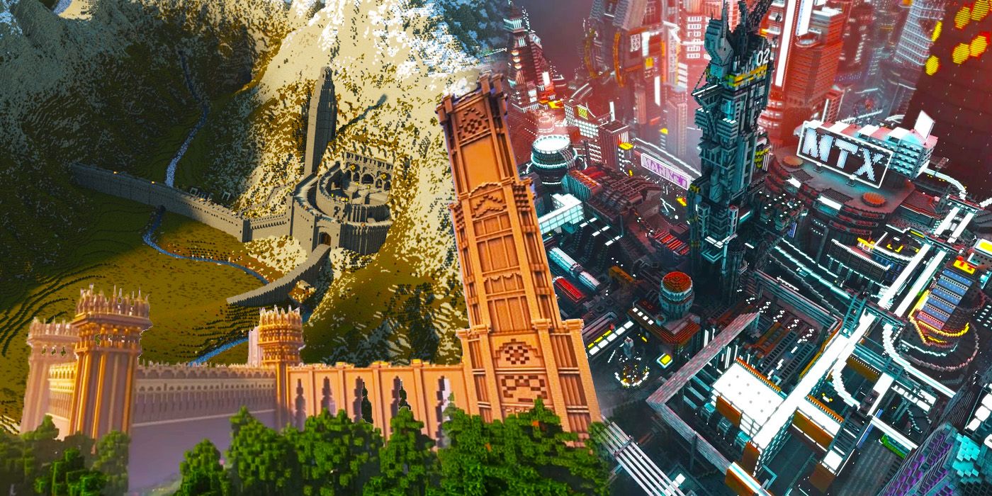 Minecraft Elden Ring, Middle Earth, and NightCity