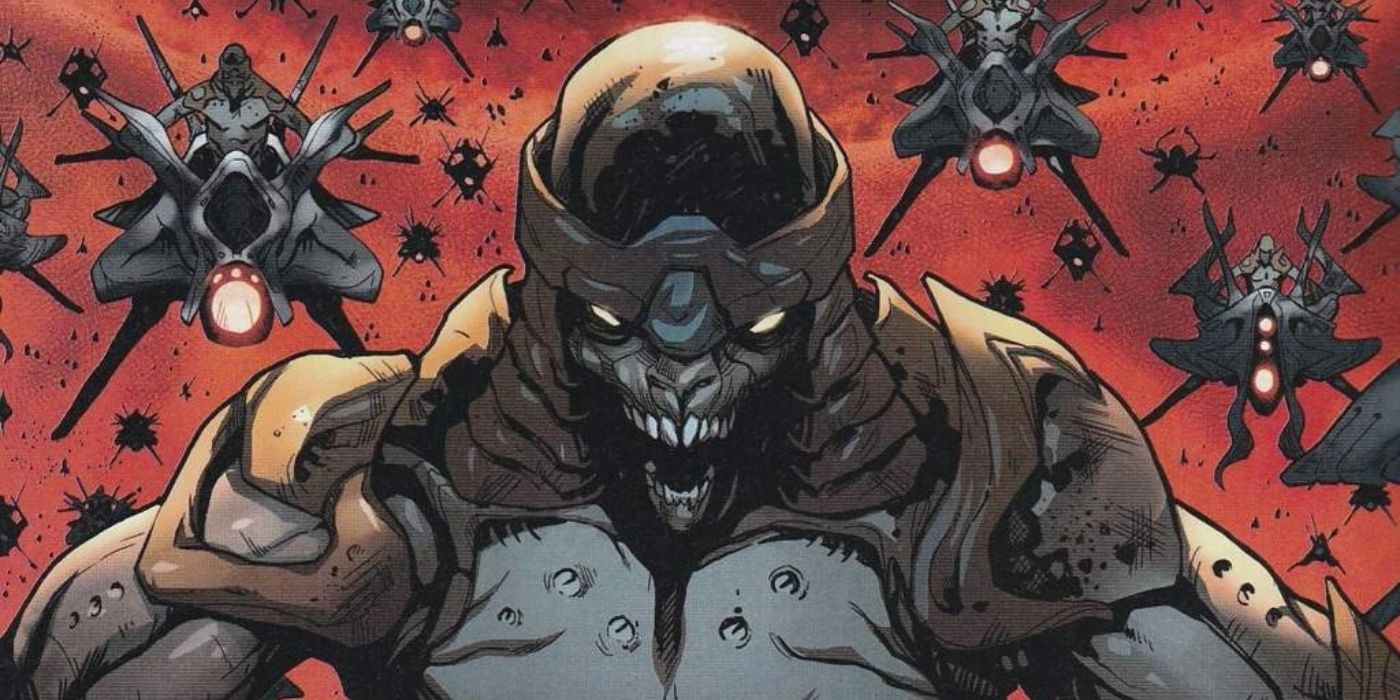 Marvel Comics' Chitauri invading Planet Earth.
