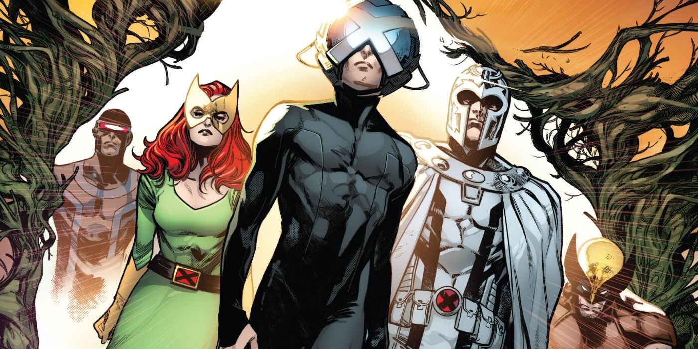 Featured Image: left to right, Cyclops, Jean Grey, Professor X, Magneto, & Wolverine, during the Krakoan era