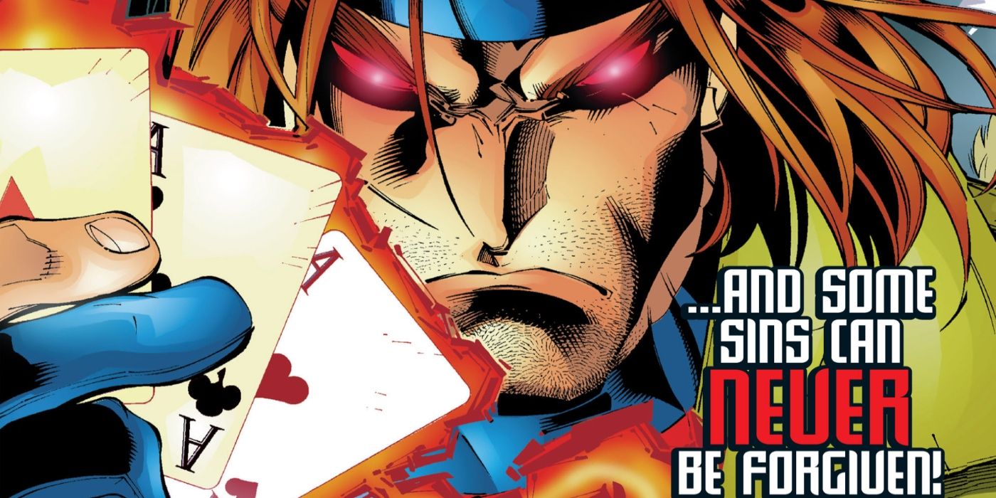 Gambit super-charging his playing cards.