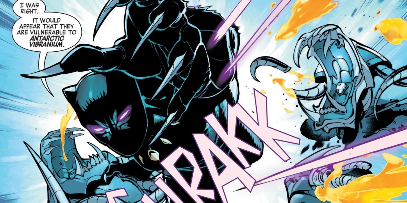 Black Panther showing off his upgraded claws.