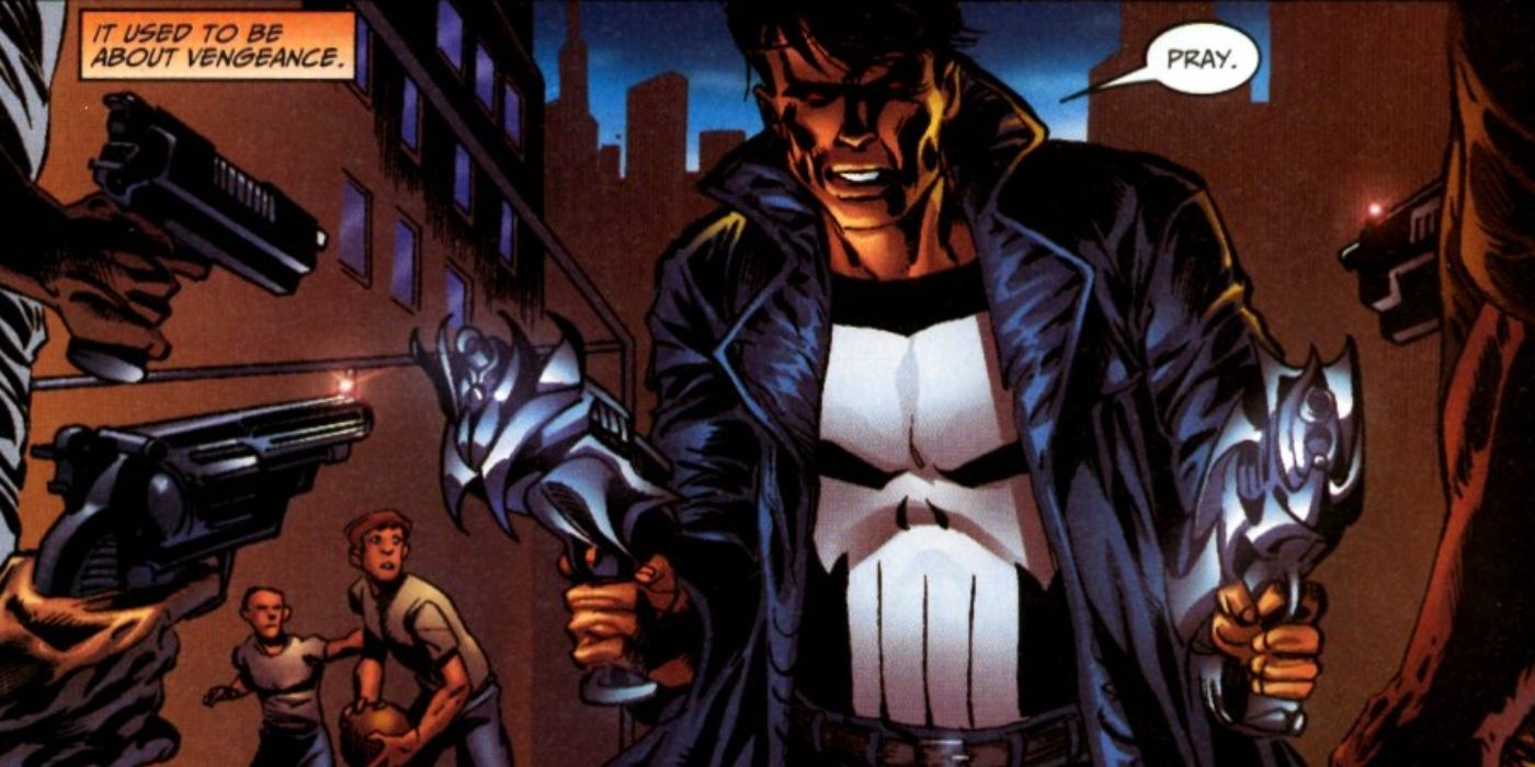 The Punisher wielding angel-guns. 