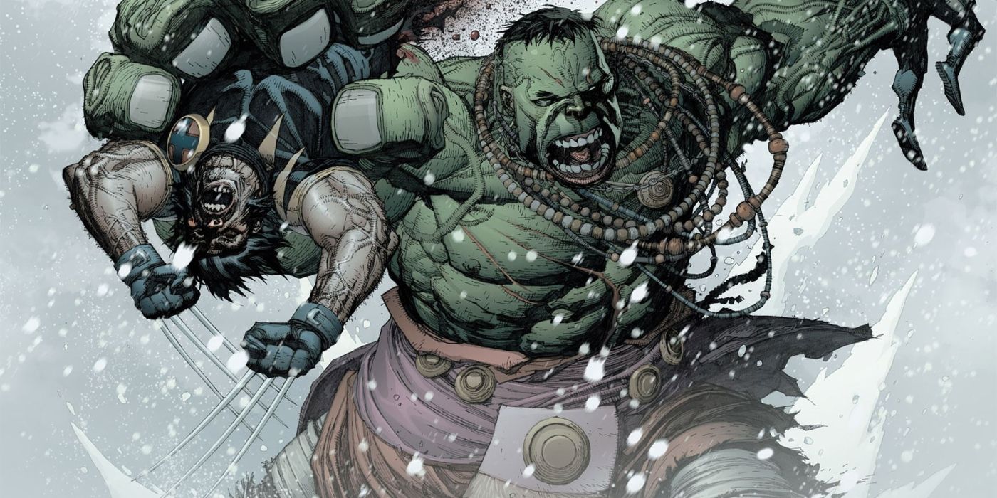 The Hulk ripping Wolverine in half.