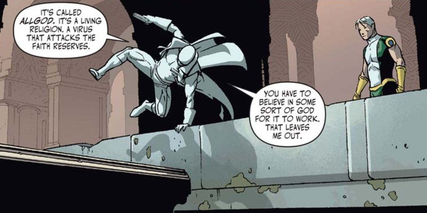 The nature of Weapon Plus' Allgod virus being explained by Marvel. 