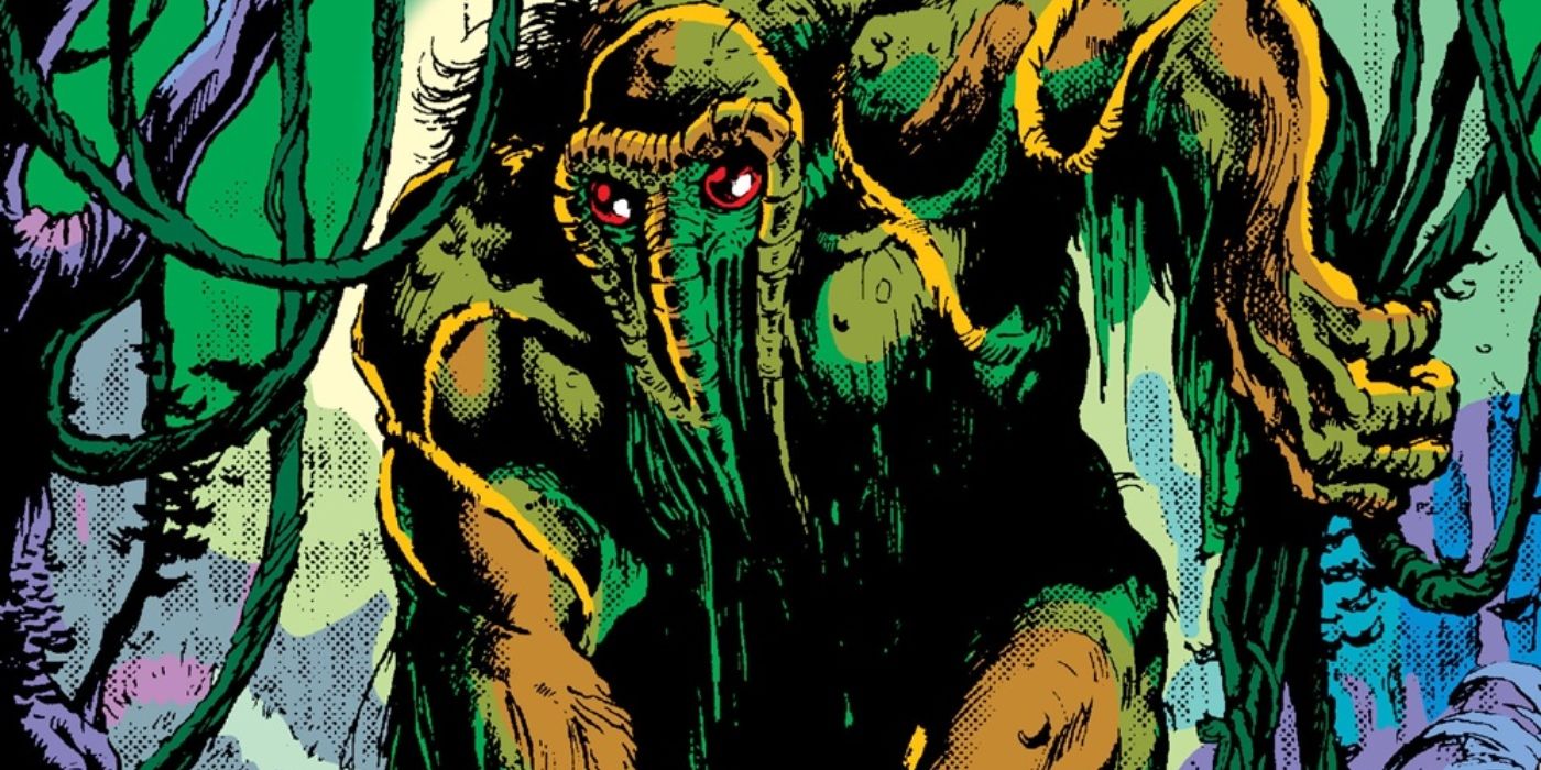 Man-Thing walking out of the swamp. 