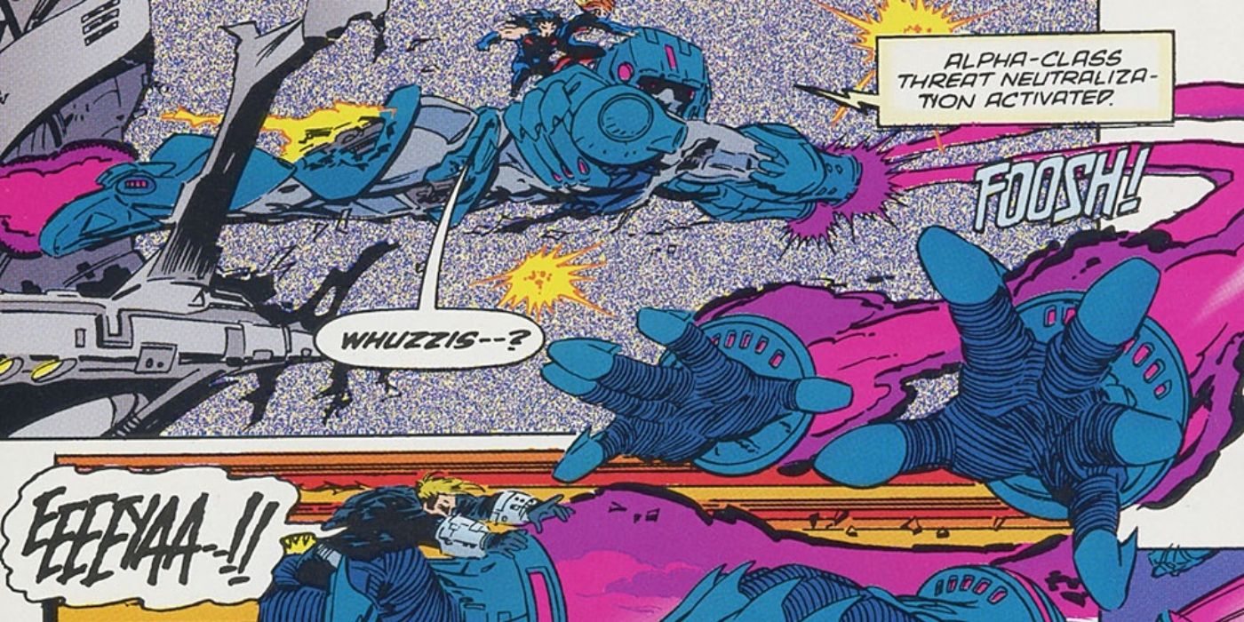 Wolverine using Sentinels to fight Havok.