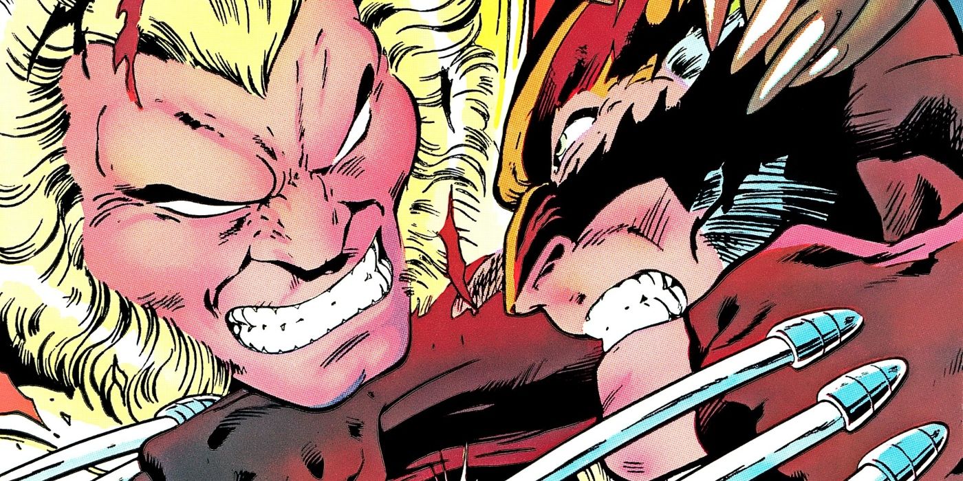 Wolverine fighting Sabretooth.