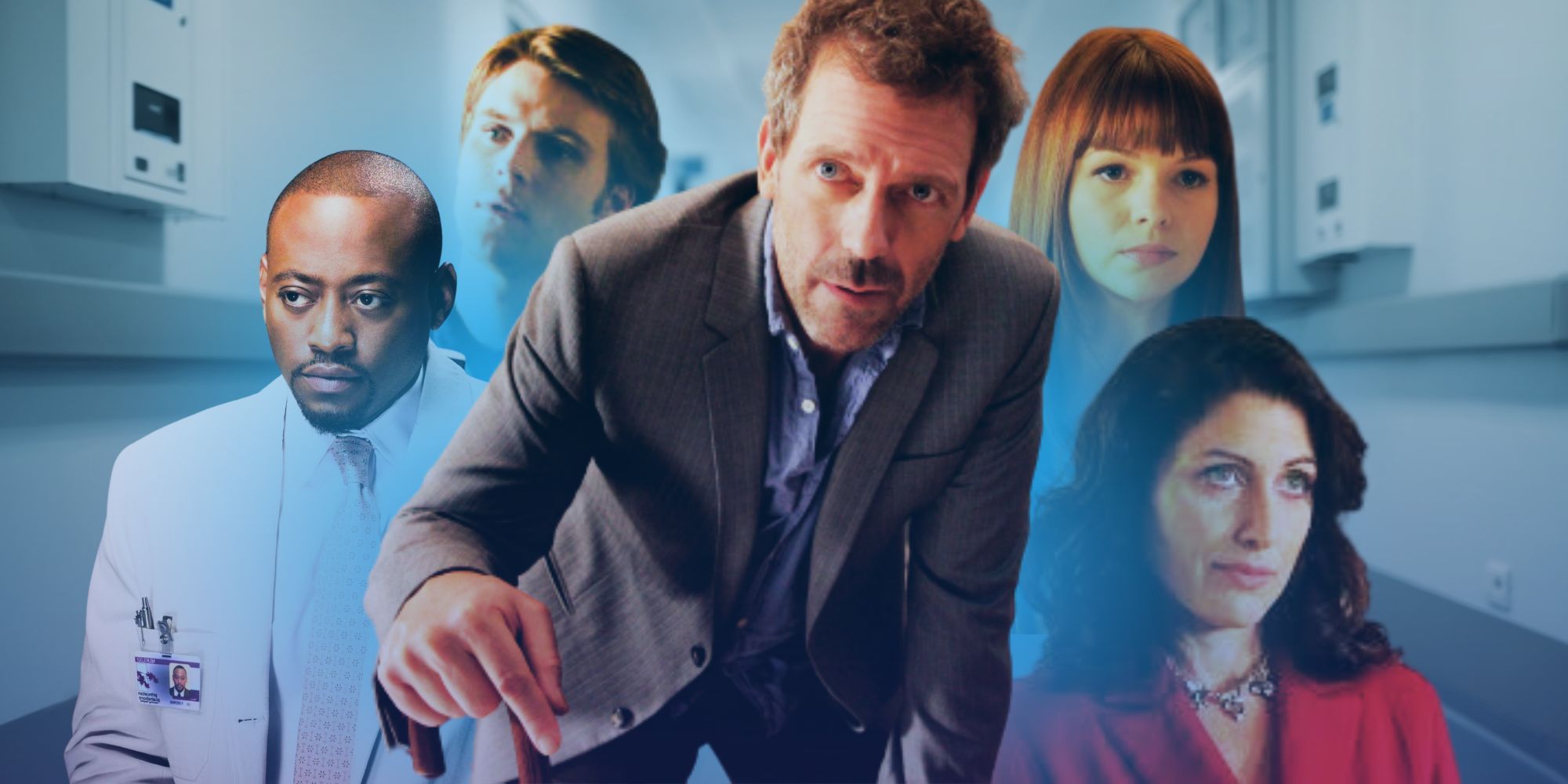 Eric Foreman, Robert Chase, Gregory House, Martha Masters, and Lisa Cuddy in House.