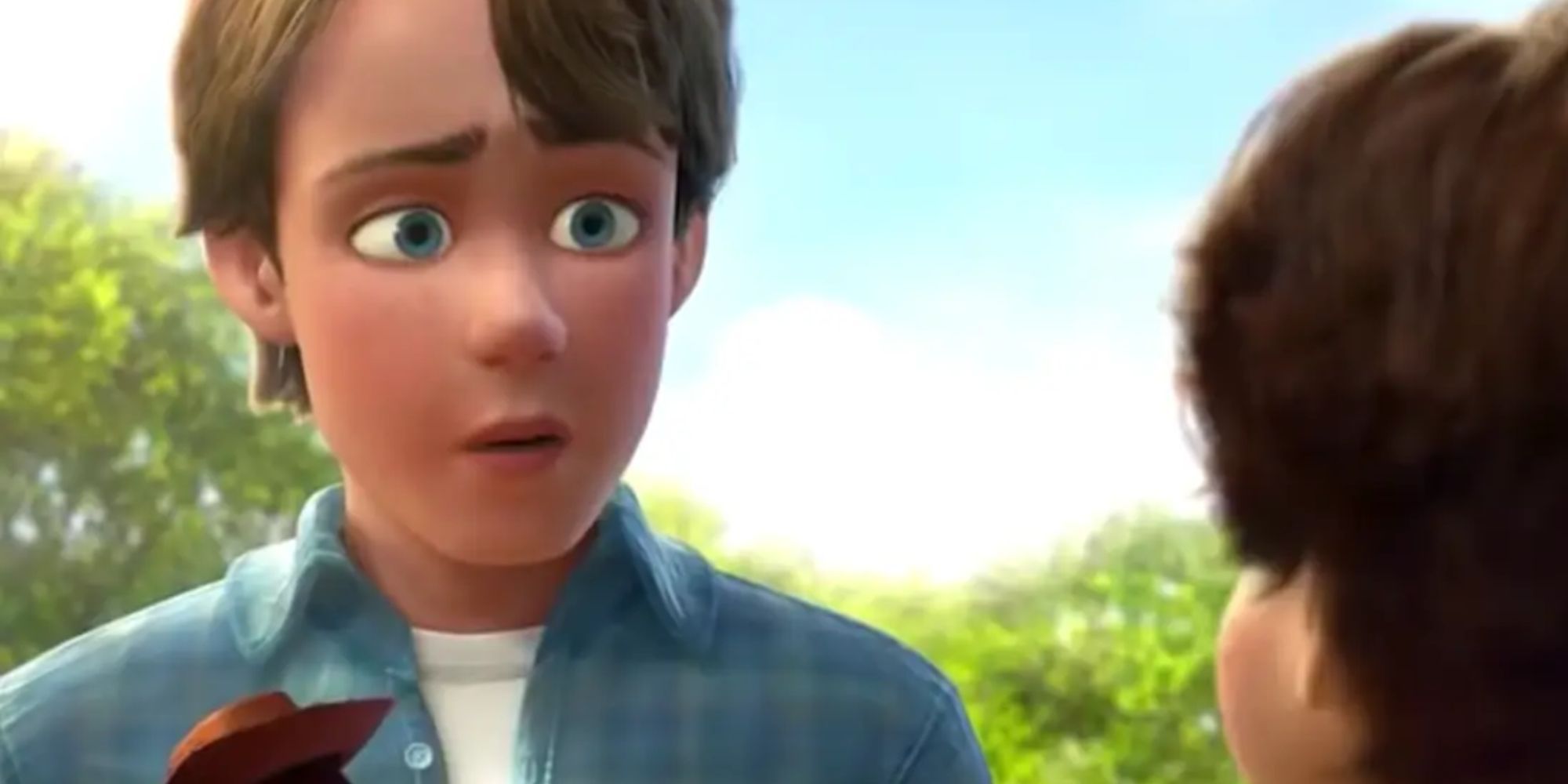 Andy Davis luce triste en Toy Story 3.