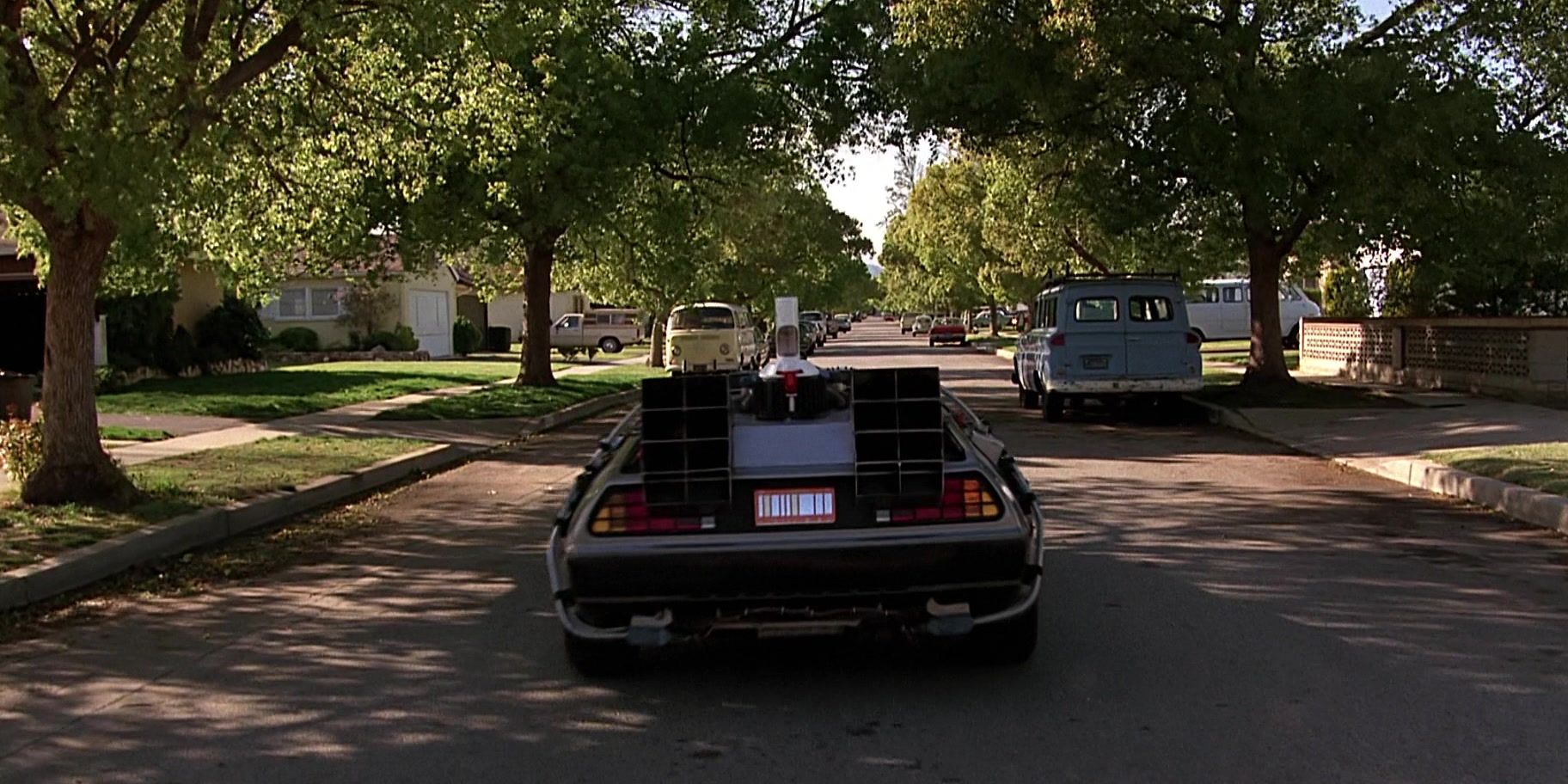 The DeLorean on the road in Back to the Future
