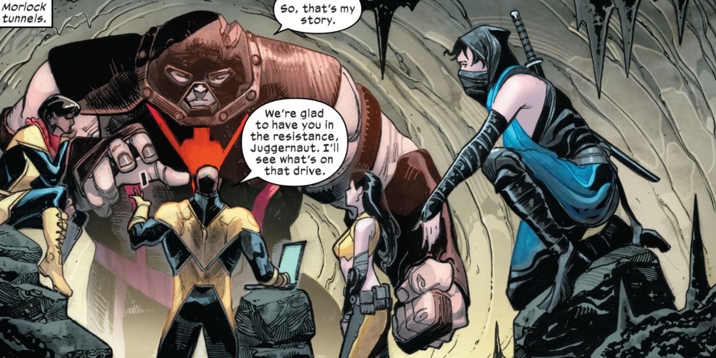 The Juggernaut reuniting with the X-Men after the Hellfire Gala Massacre.