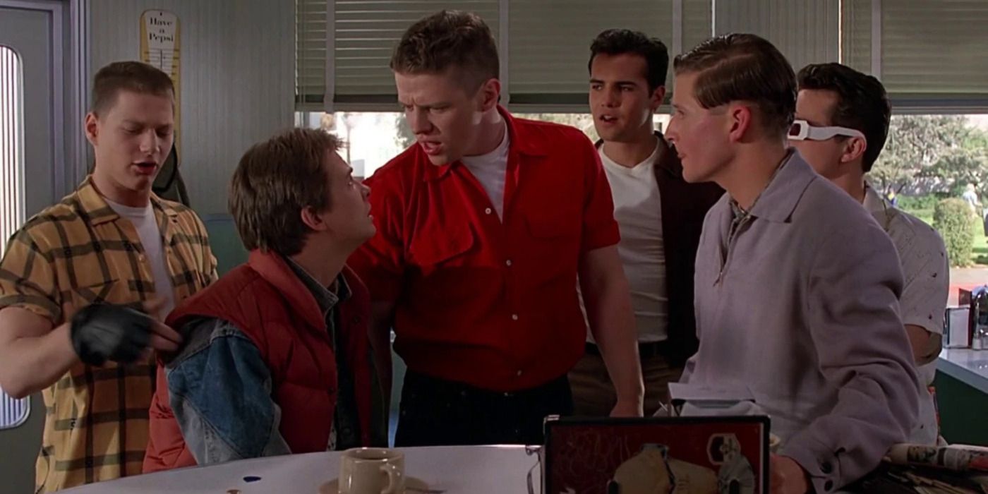 Biff Tannen and Skinhead Bullying Marty McFly in Back to the Future