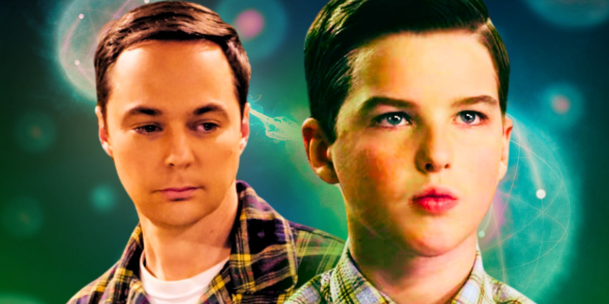 Jim Parsons as Sheldon Cooper in The Big Bang Theory and Iain Armitage as Sheldon Cooper in Young Sheldon