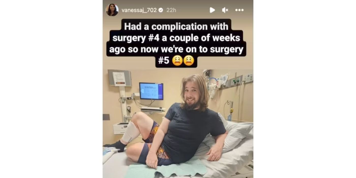 90 Day Fiancé Colt Johnson Instagram Post lying on hospital bed with shaggy hair and beard