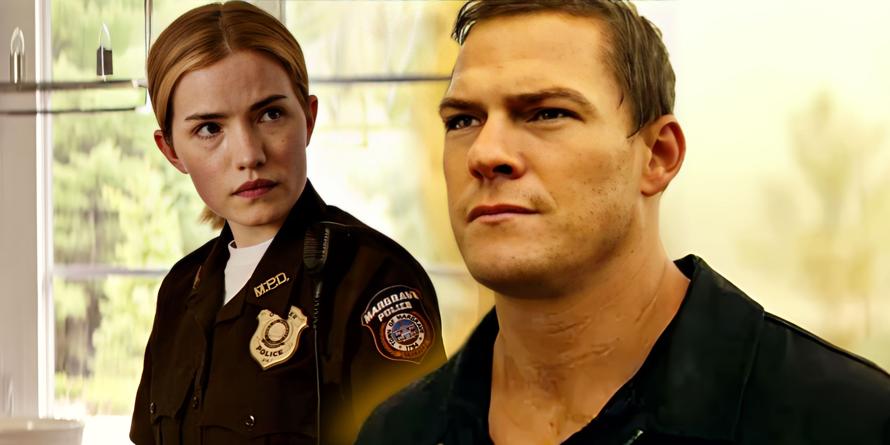 Willa Fitzgerald's Roscoe and Alan Ritchson's Jack Reacher in Reacher