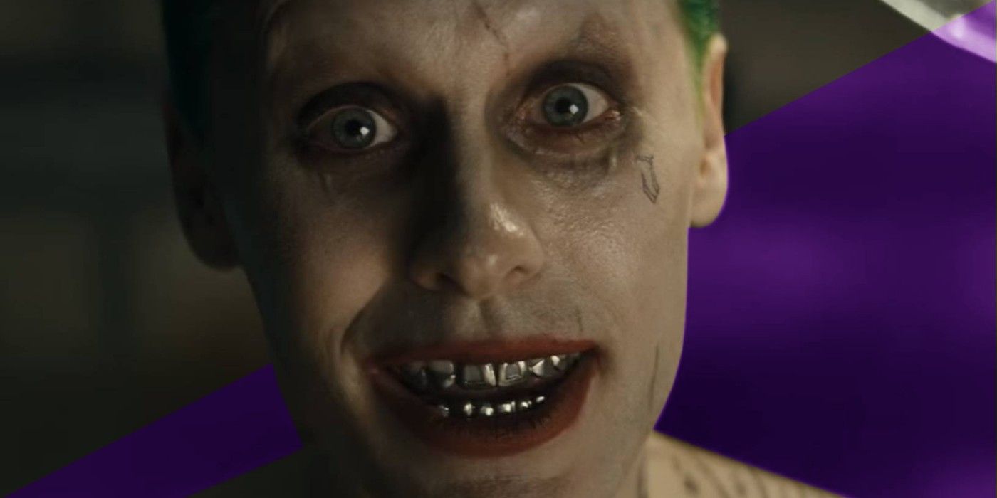 A close-up of Jared Leto's Joker from Suicide Squad