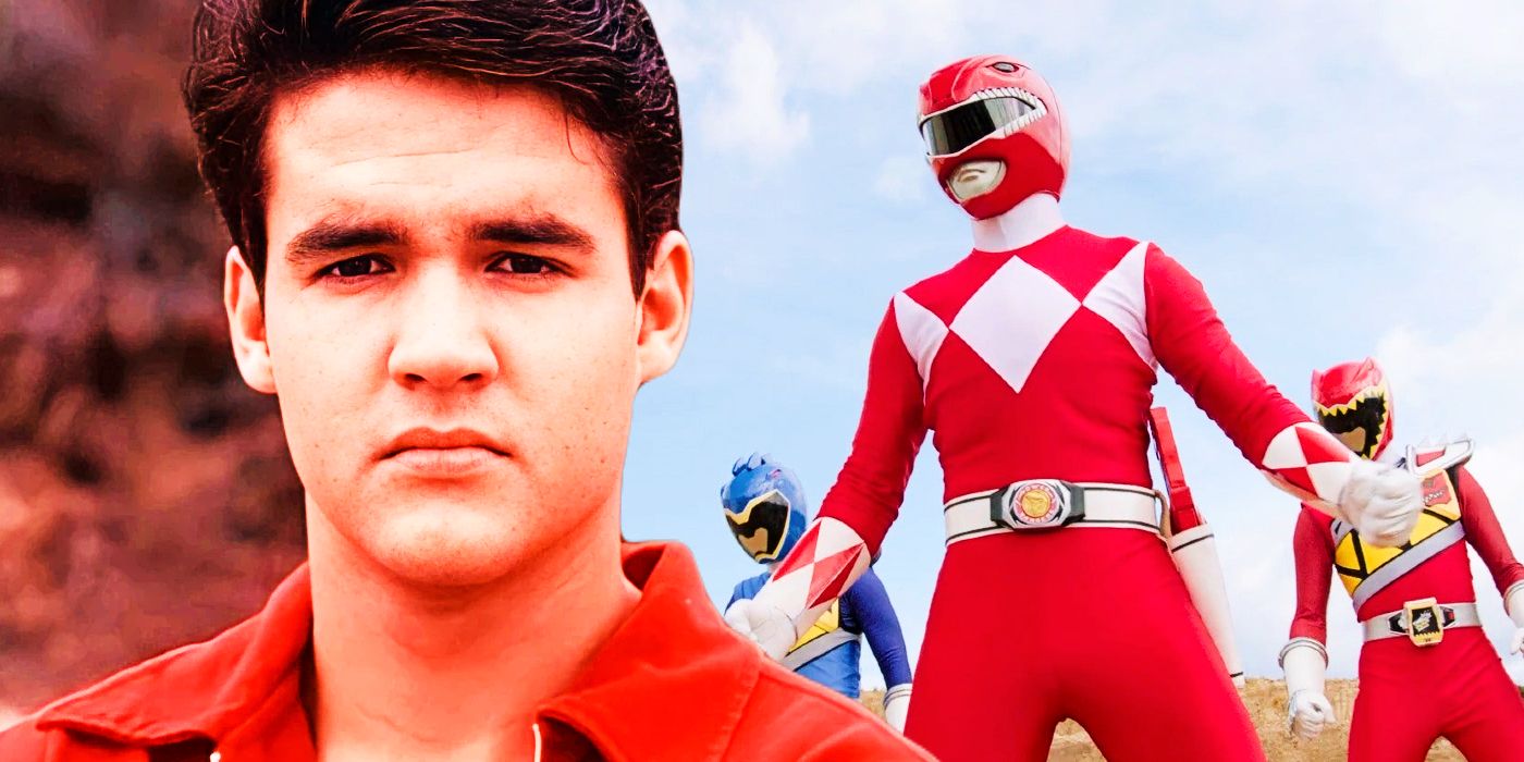 Jason from Mighty Morphin' Power Rangers (foreground); red & blue Rangers (background)