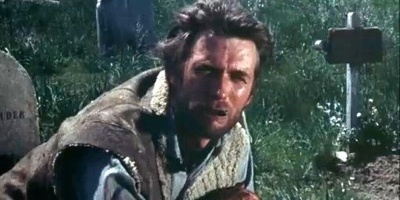 Clint Eastwood as "Joe", the Man with No Name in a graveyard in A Fistful of Dollars (1964)