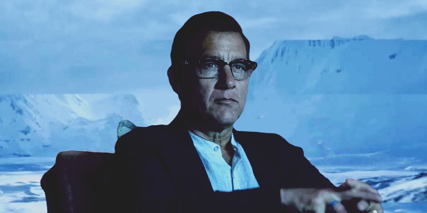 Custom photo of Clive Owen&rsquo;s Andy Ronson with an icy background in A Murder at the End of the World