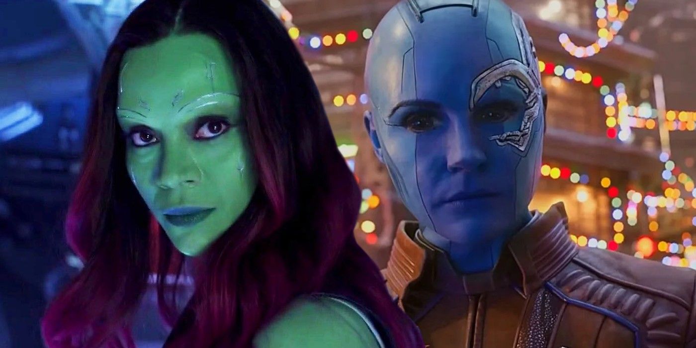 A split image of Nebula and Gamora in Guardians of the Galaxy projects