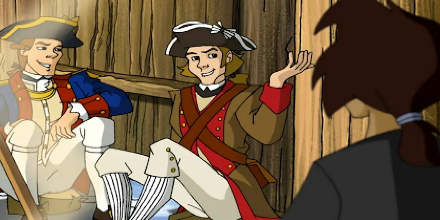 Aaron Carter as Joseph Plumb Martin sitting on the ground, raising his hand in Liberty&rsquo;s Kids.
