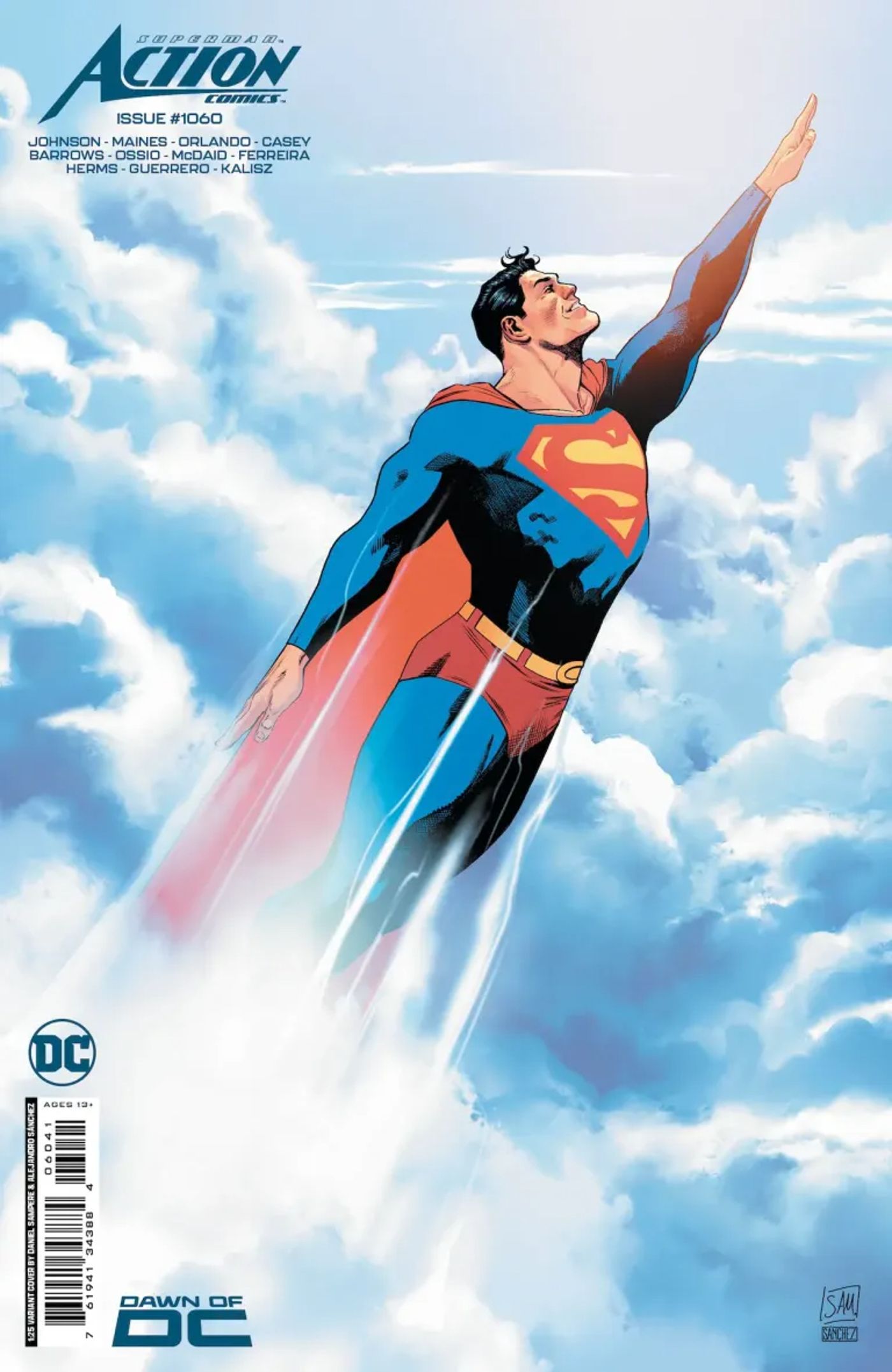 Action Comics #1060 variant cover, Superman soaring into the sky