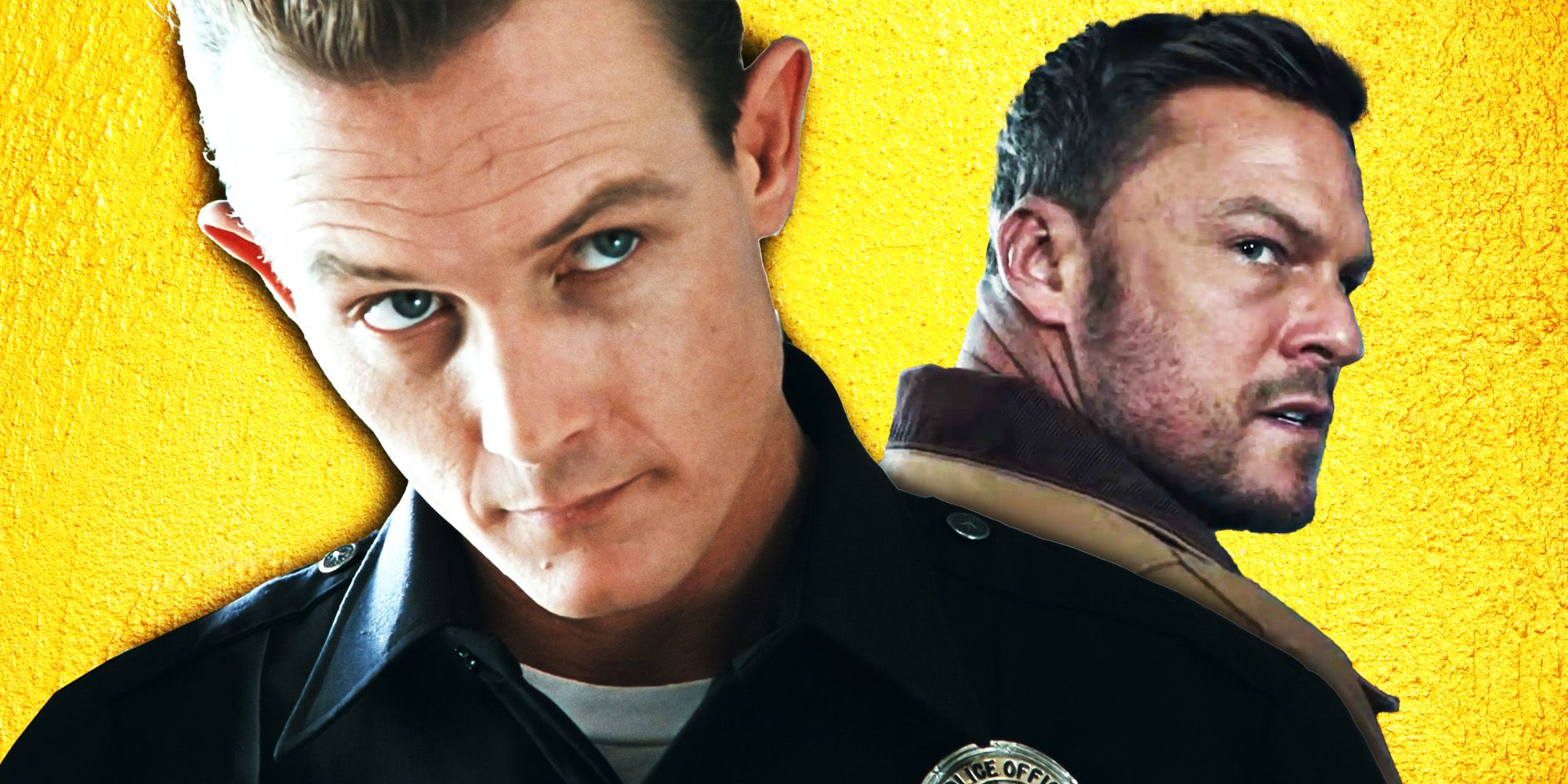 Alan Ritchson as Reacher and Robert Patrick as T1000 in Terminator 2