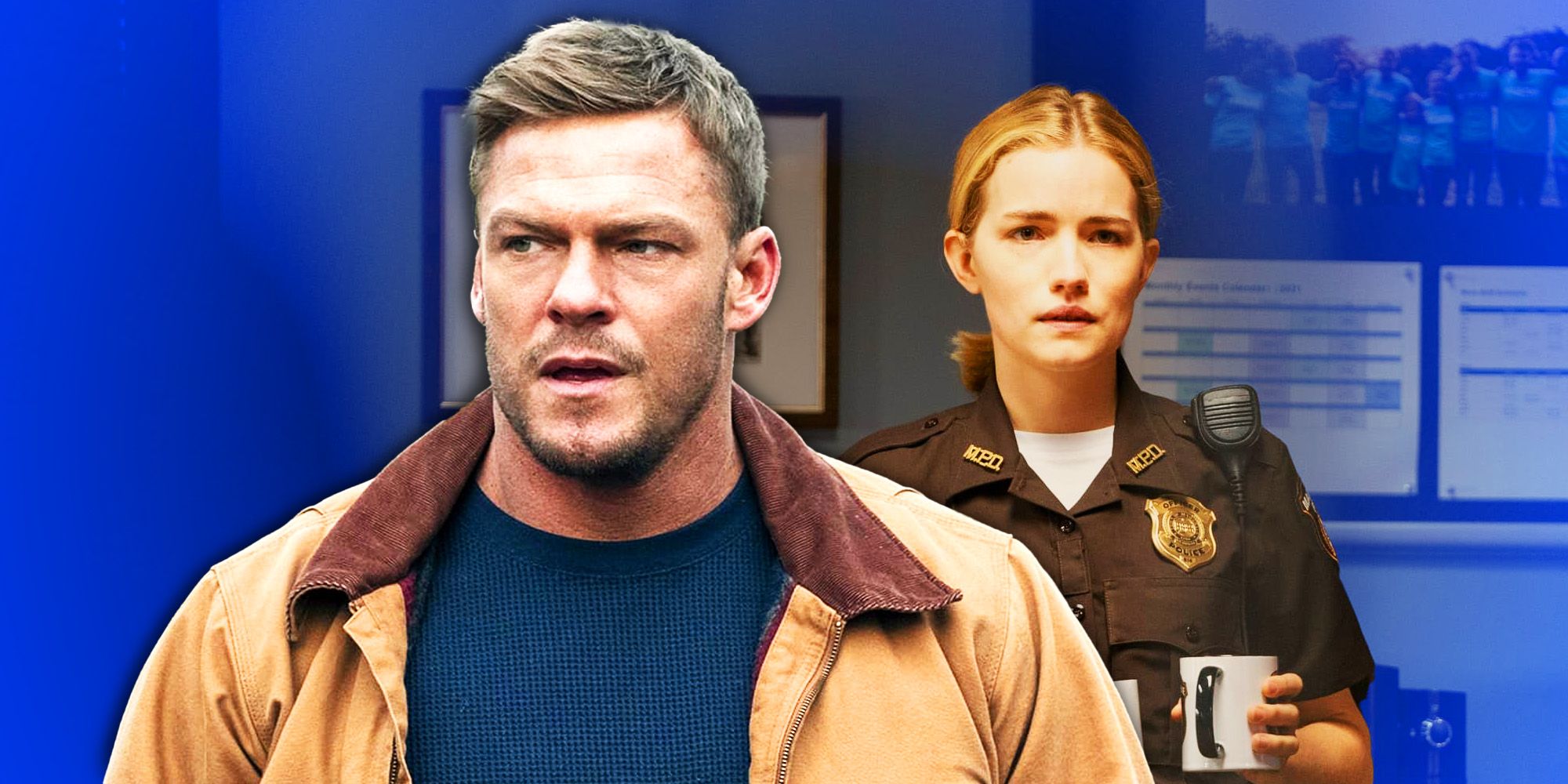 Alan Ritchson as Reacher and Willa Fitzgerald as Roscoe