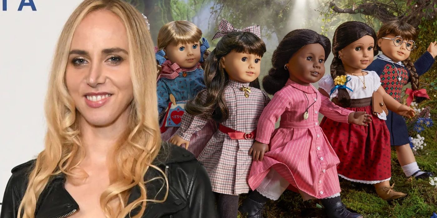 A composite image of Lindsey Beer and American Girl Dolls