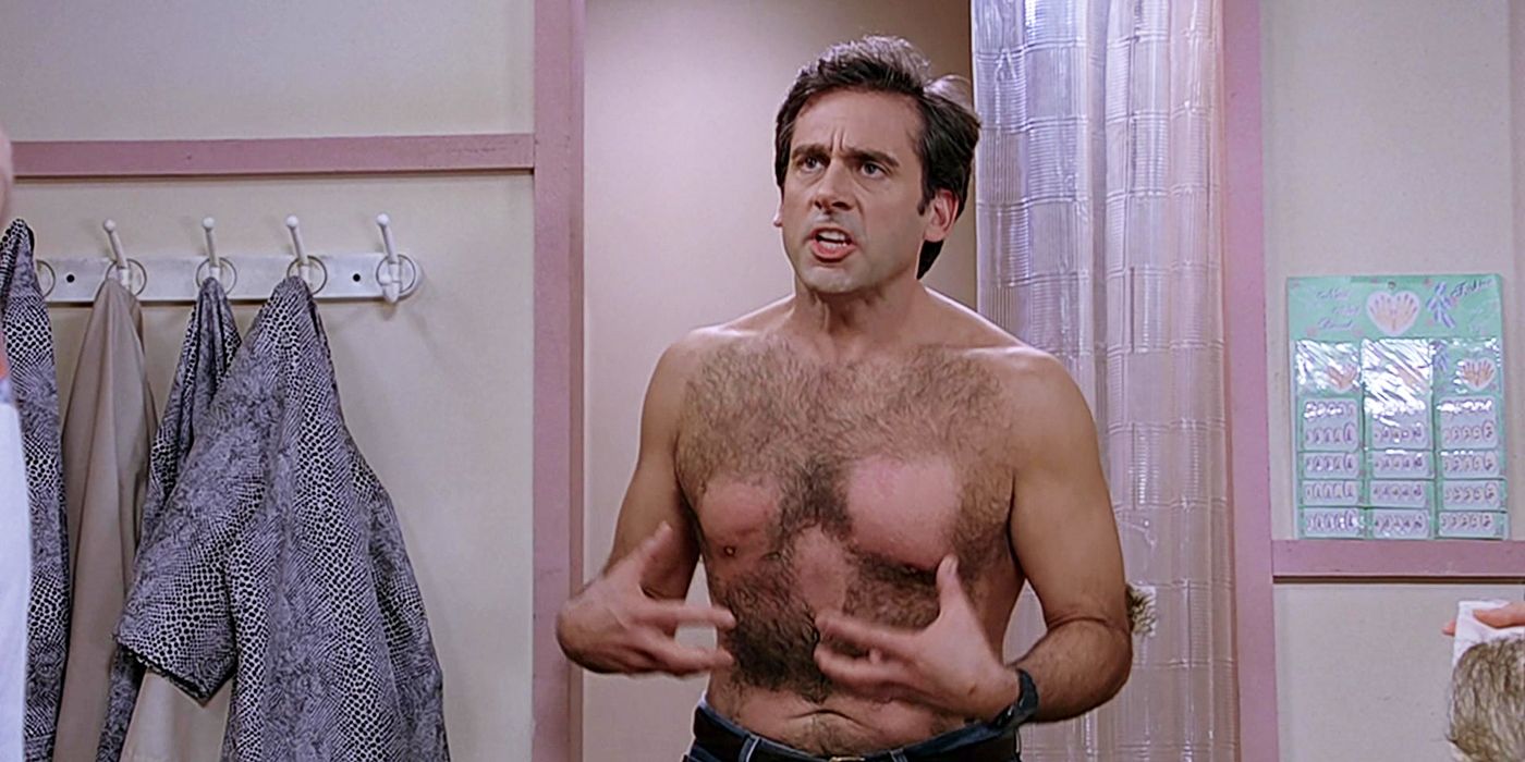 Andy Upsettingly Gesturing at His Badly Waxed Chest in The 40-Year-Old Virgin