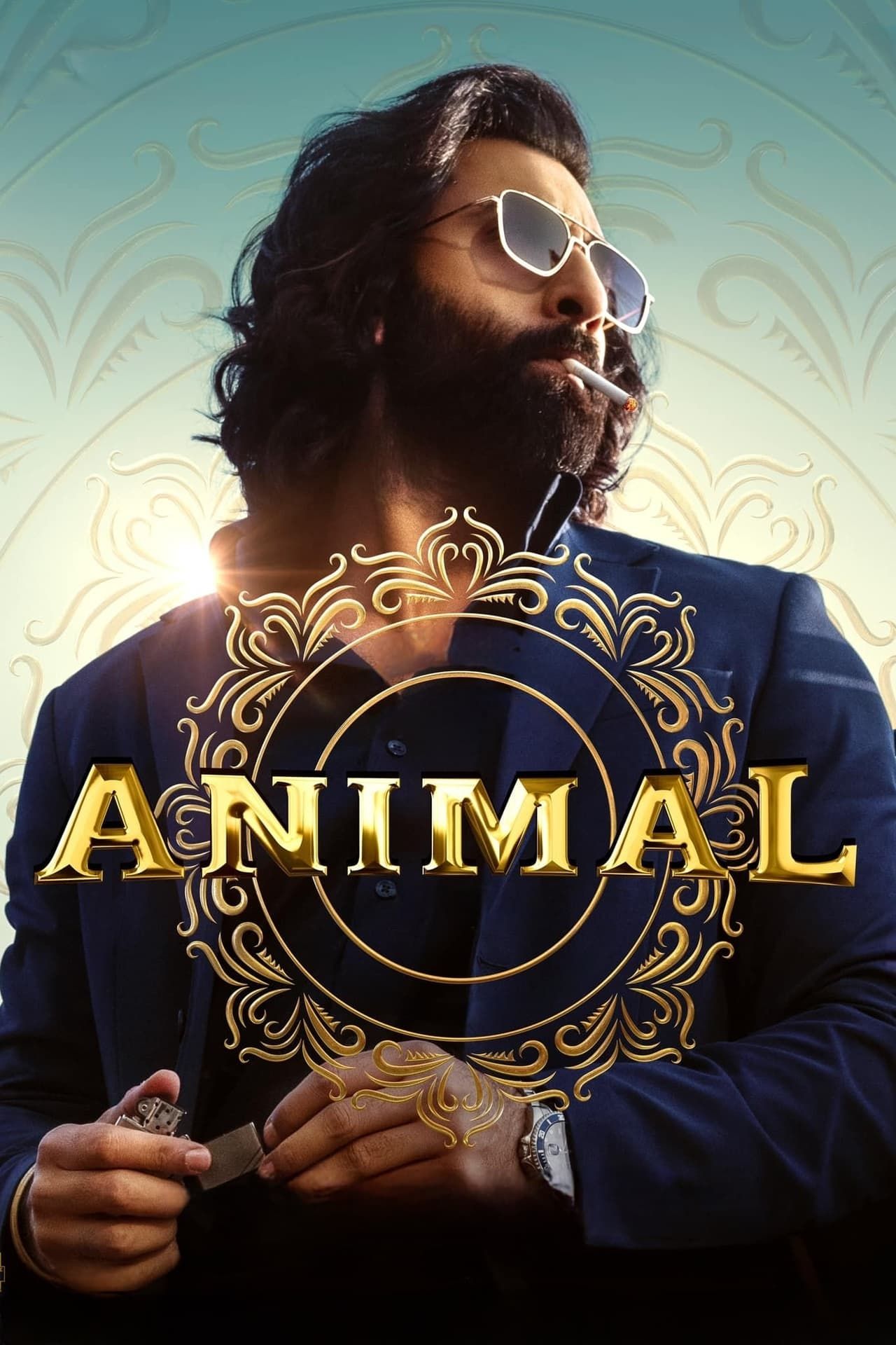 Animal 2023 Movie Poster Showing a man with a lighter smoking a cigarette