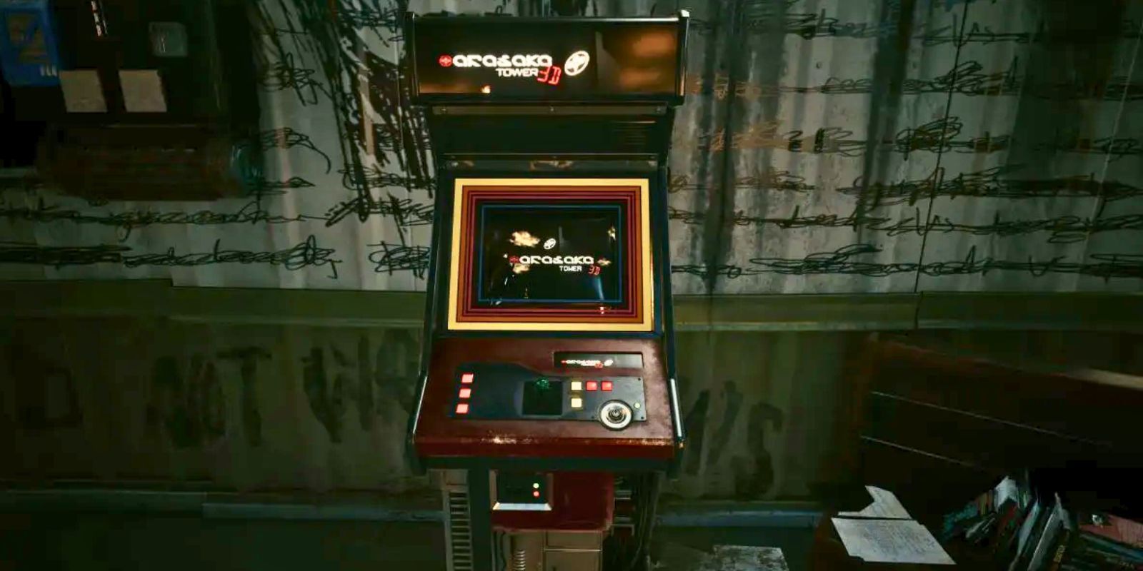 Arasaka Tower 3D arcade game in Cyberpunk 2077