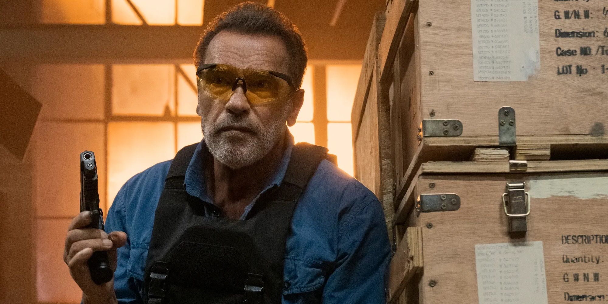 Arnold Schwarzenegger with a handgun in FUBAR