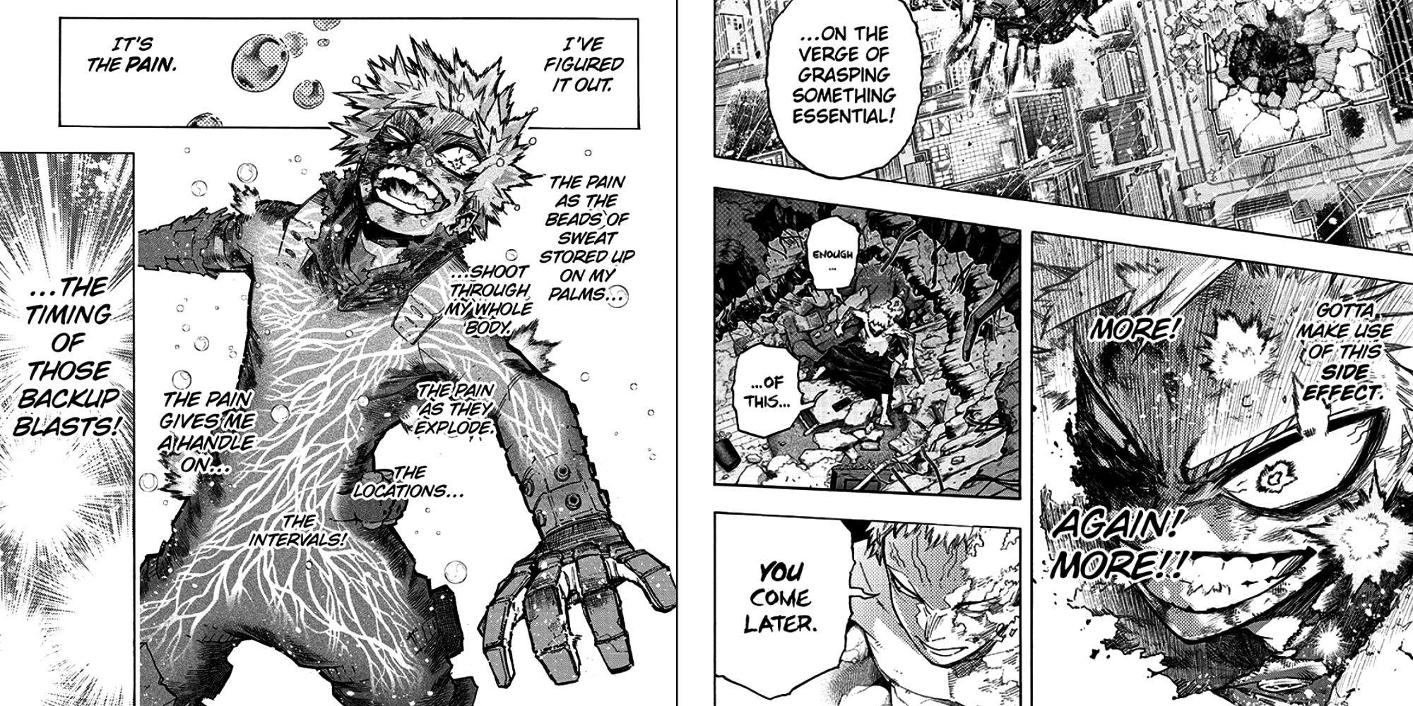 Bakugo learning a new way to use his quirk in chapter 406 of My Hero Academia