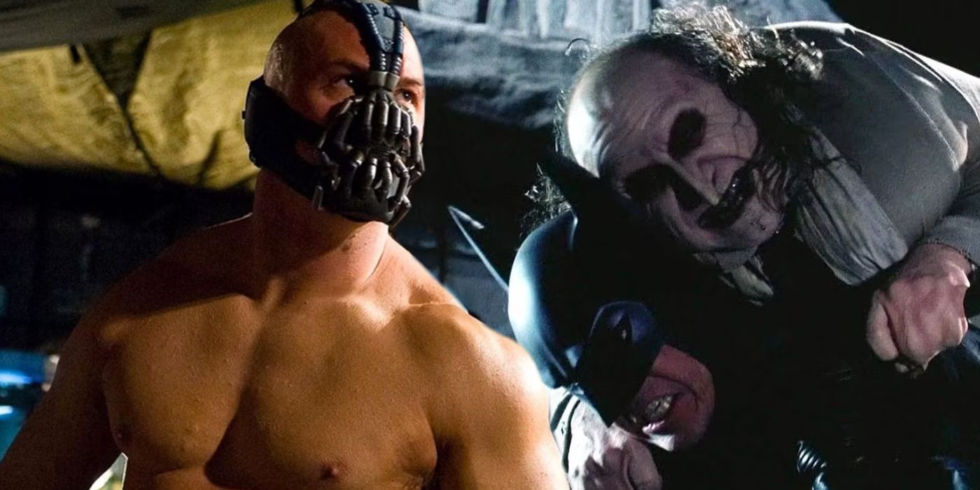 Bane In The Dark Knight Rises and Batman and Penguin in Batman Returns fighting