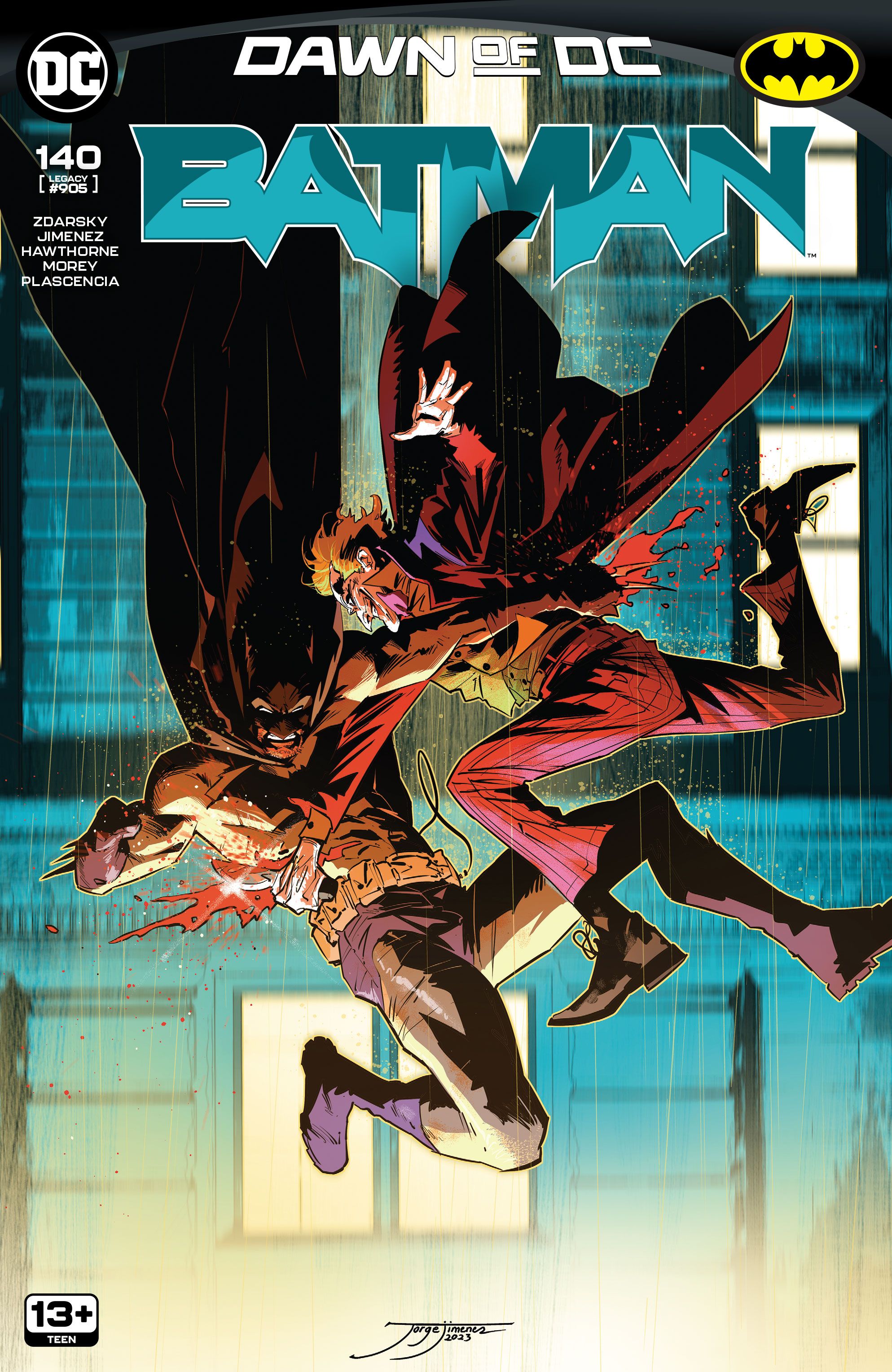 Batman 140 Main Cover: Batman and the Joker fighting as they fall through the air.