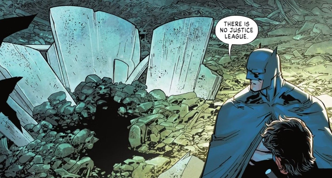 Comic book panel: Batman Declares No More Justice League
