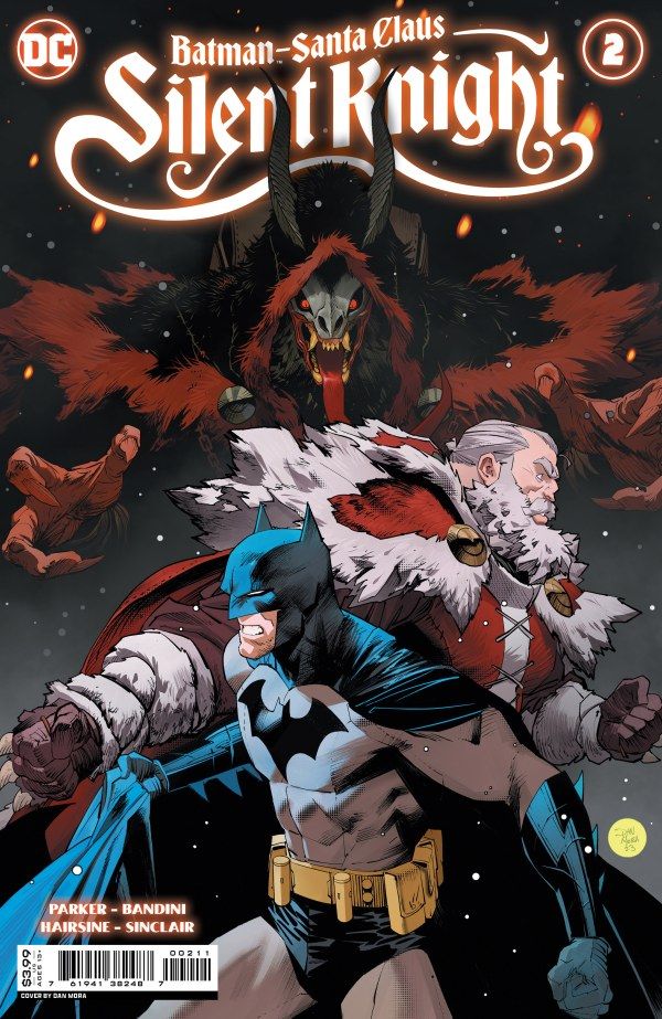 Krampus is about to eat Batman and Santa on Batman Santa Claus Silent Knight #2 Cover