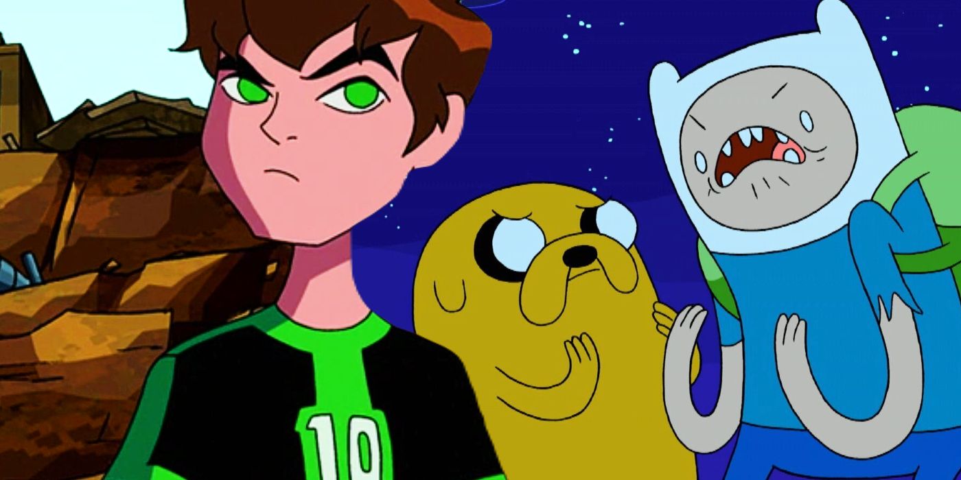 A custom image featuring Ben Tennyson in Omniverse, Jake and Finn in Adventure Time