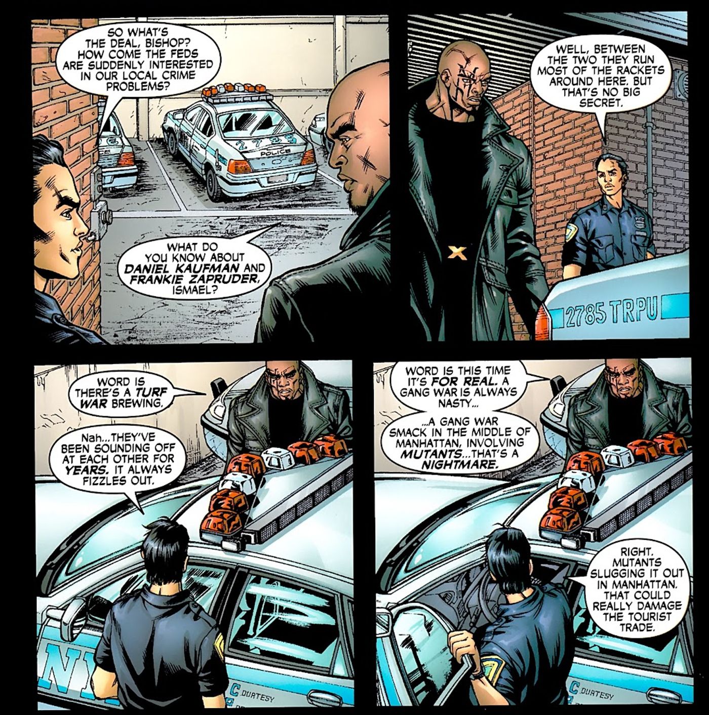 District X, mutant detective Bishop with his human partner Ortega