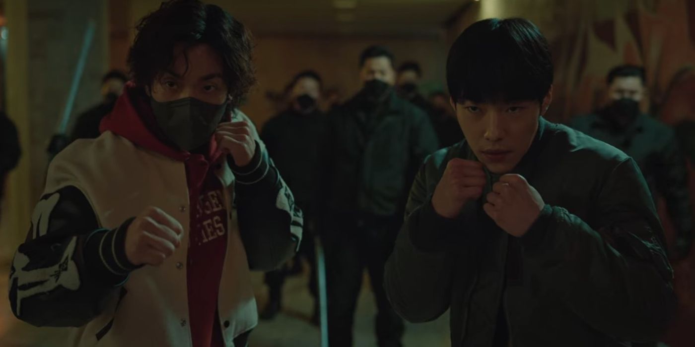 Lee Sang-yi as Hong Woo-jin and Woo Do-hwan as Kim Gun-woo in Bloodhounds